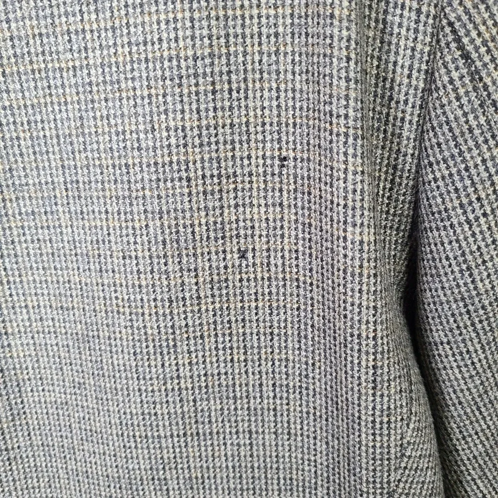 Chaps‎ Jacket Mens 46R Gray Micro Check Blazer Two Button Lambswool Tweed Coat